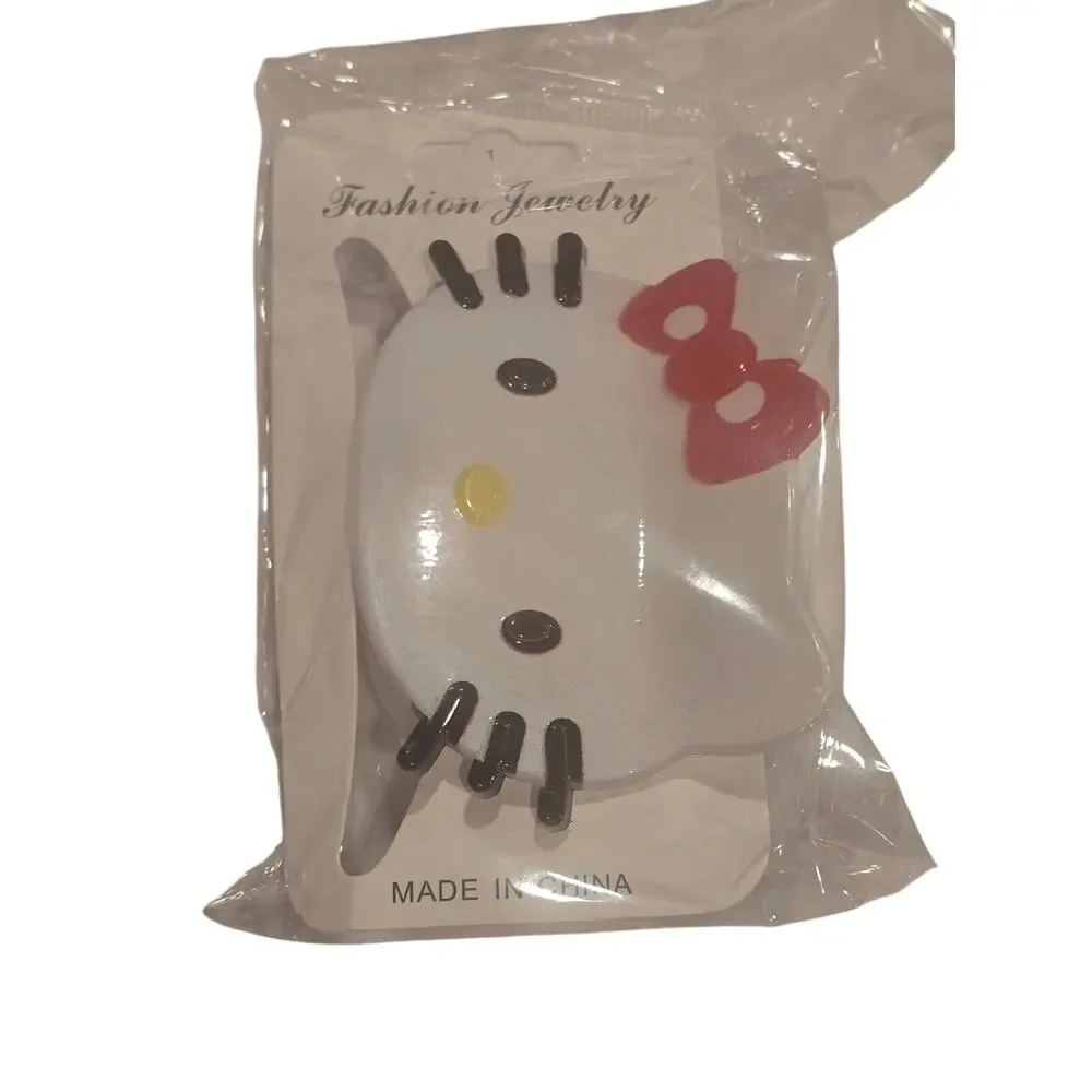 White Cat Character Hair Claw Clip Red Bow Kawaii Style